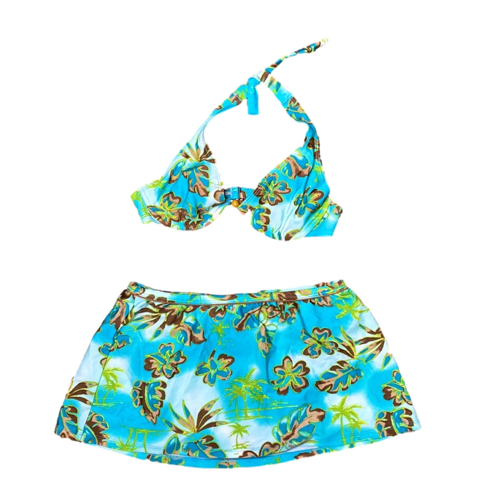 🌹 Aqua Rose 🌹 NWOT Swimsuit Bikini Top & Bikini Skirt Bottom